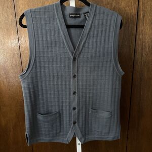 Joseph & Lyman Men’s Blue/Gray100% merino wool Button Down Vest Sz L Old Money